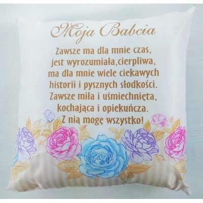 Poduszka Dzień Babci kolorowe róże
